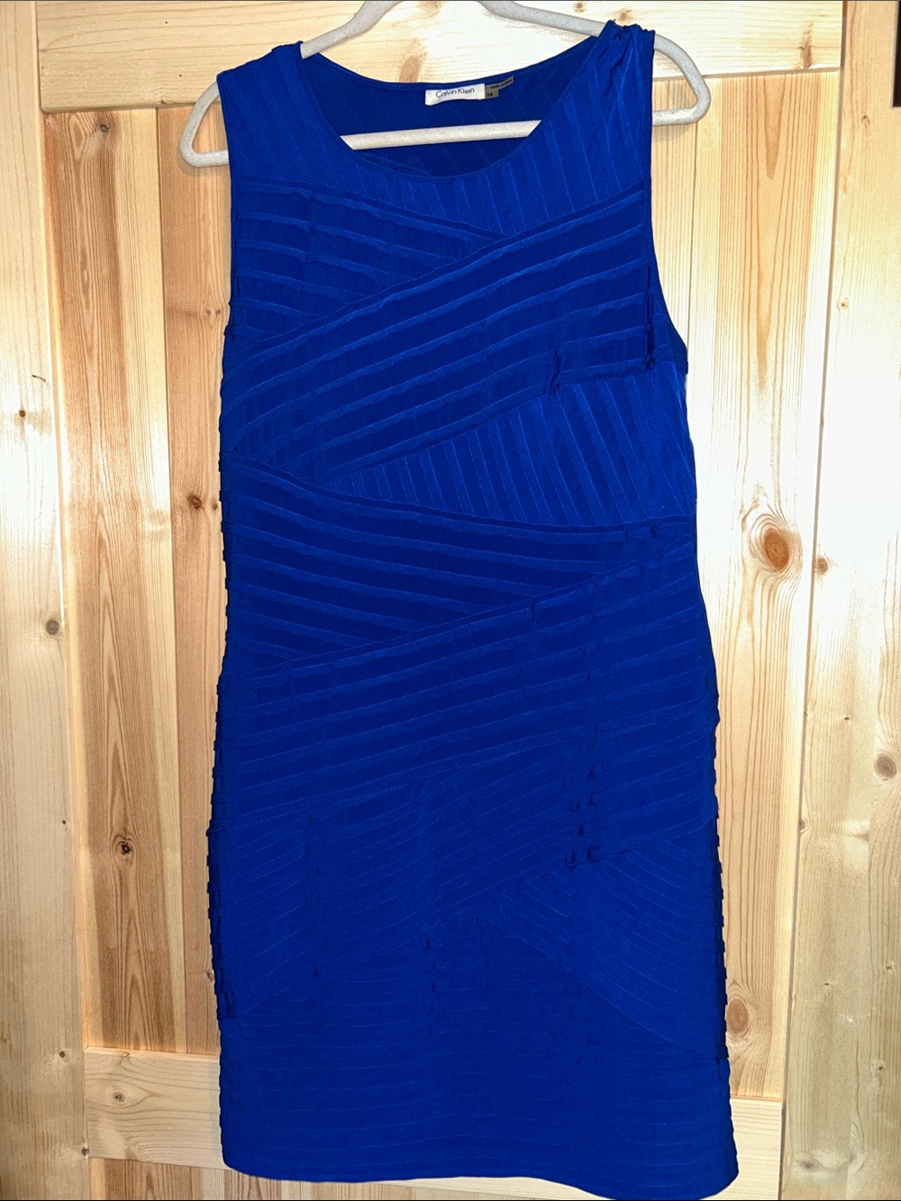 Calvin Klein Cobalt Blue Ribbed Midi Dress